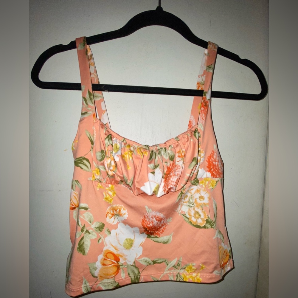 Forever 21 Peachy Crop Floral Tank Top